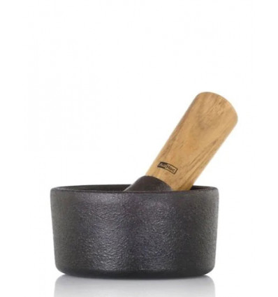 VIJZEL MET STAMPER GIETIJZER CAMO 10CM ADHOC