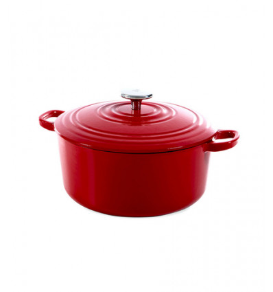 KOOKPOT ROND 20CM GIETIJZER ROOD BK CHILI RED