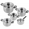 5 DELIGE KOOKPOTSET COMFORT 3 DEMEYERE 3-lagen bodem, bakeliet grepen