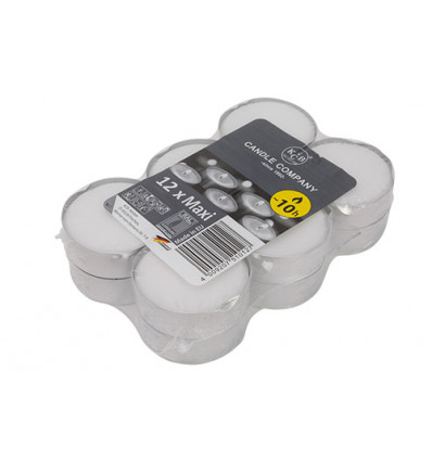 SET 12 THEELICHTEN WIT 10u BRANDTIJD D5.7CM MET HULS MAXI