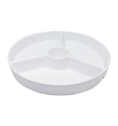 SERVEERBORD ROND 25.5cm PORSELEIN WIT SNACKBORD