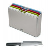 SET 4 SNIJPLANKEN IN HOUDER MET CHEFMES JOSEPH FOLIO INDEX ZILVER GIFTSET