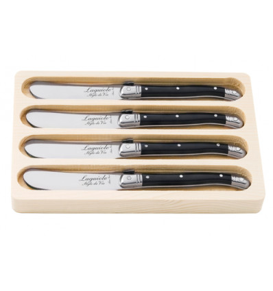 SET 4 BOTERMESJES LAGUIOLE ZWART