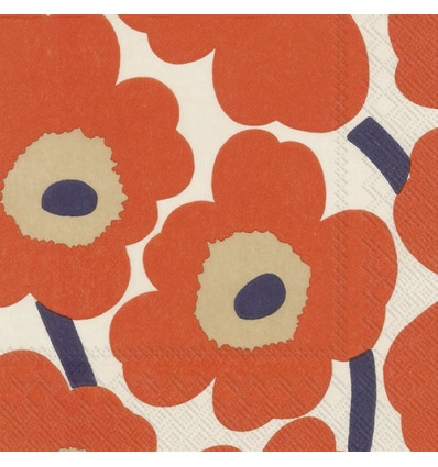 20 SERVETTEN 33x33cm CREAM RED IHR UNIKKO