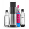 FRISDRANKMACHINE DUO ZWART NEW MET 1 GLAZEN FLES EN 1 PLASTIC FLES