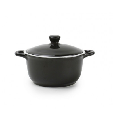 STOOFPOTJE MET DEKSEL 12.5cm ZWART 39cl MINI OVENSCHAAL BONBISTRO TEGLIA