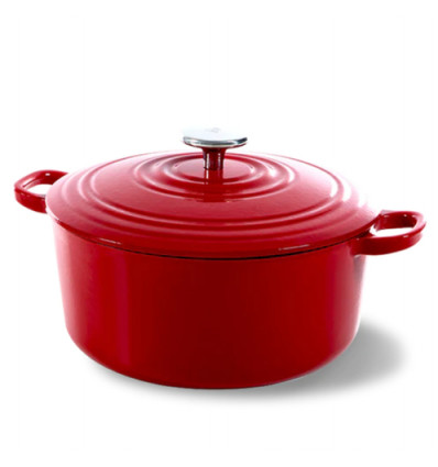 KOOKPOT ROND 26CM GIETIJZER ROOD BK CHILI RED BOURGOGNE