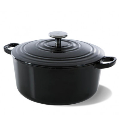 KOOKPOT ROND 26CM GIETIJZER JET BLACK BK BOURGOGNE