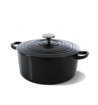 KOOKPOT ROND 20CM GIETIJZER JET BLACK BK