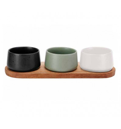 APEROSET: 3 BOWLS H5.5CM + SERVEERPLANK