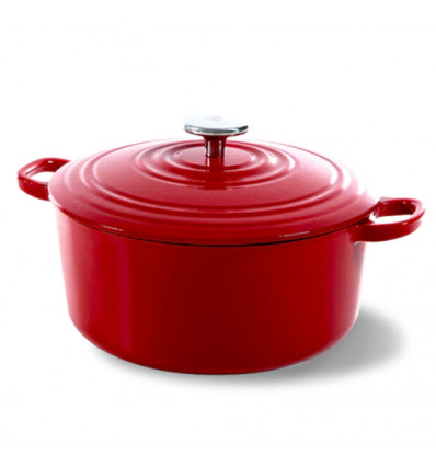 KOOKPOT ROND 24CM GIETIJZER ROOD BK CHILI RED