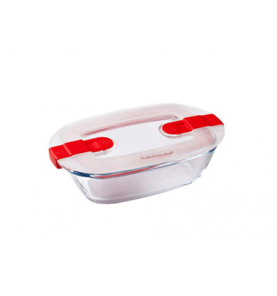 PYREX SCHAAL MET DEKSEL 0.4L RECHTHOEK 17x10x5cm COOK&HEAT BOROSILICAATGLAS