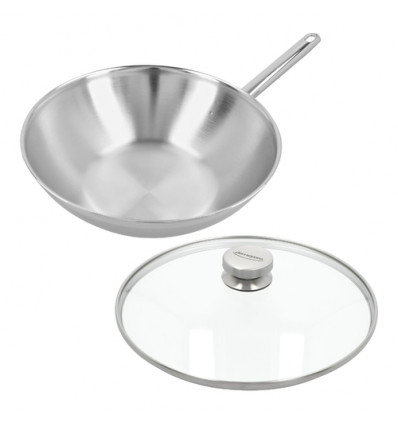 WOK + STEEL 30CM DEMEYERE+GRATIS DEKSEL GLAS APOLLO