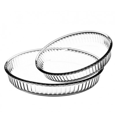 SET 2 TAARTVORMEN GEKARTELD 26+32CM GLAS MENASTYL