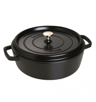 KOOKPOT LAAG ROND 28CM ZWART STAUB 6L COCOTTE