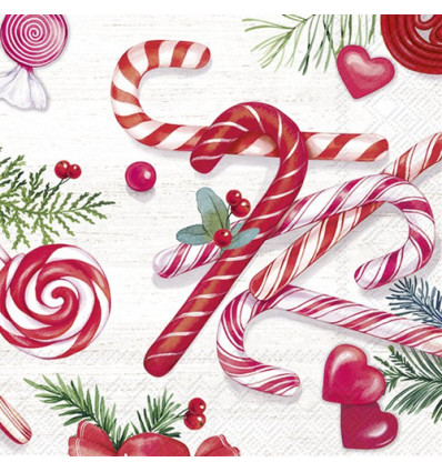 20 SERVETTEN 33x33cm CANDY CANES MIX IHR