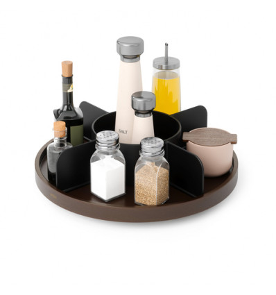 DRAAISCHOTEL 30CM MET 4 VAKKEN ZWART LAZY SUSAN DIVIDED