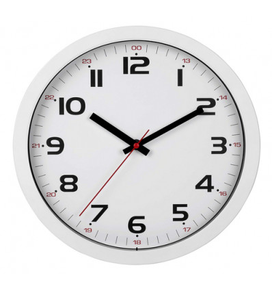 WANDKLOK 30CM WIT ZWARTE CIJFERS