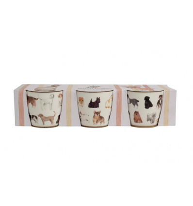 3 BEKERS 32CL DUTCH FLORAL HONDEN LAAG MUG