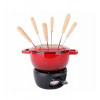 FONDUE GIETIJZER ROOD + 6 FONDUEVORKJES FONTESTIC TRADITIONAL RED D18CM