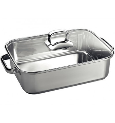 BRAADPAN INOX + DEKSEL GLAS HEZ390011