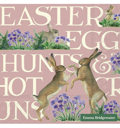 20 SERVETTEN 33x33 EASTER HARES ROSE IHR