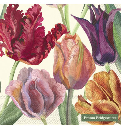 20 SERVETTEN 33x33 TULIPS CREAM IHR