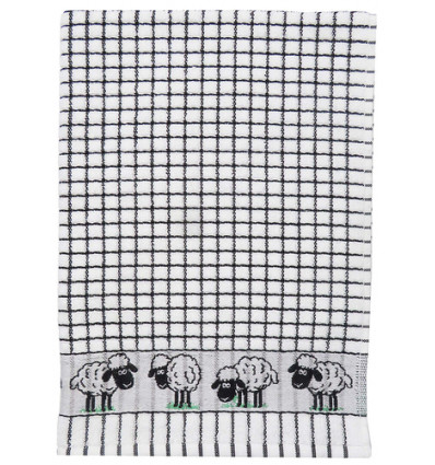 KEUKEN HANDDOEK ZWART SCHAAP 67x50cm 100% katoen POLI DRI