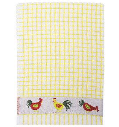 KEUKEN HANDDOEK GEEL KIP 67x50 CHICKEN 100% katoen POLI DRI
