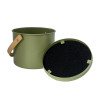 TAFELRESTJES GROEN METAL/BAMBOO 7L COMPOSTEMMER MET KOOLFILTER