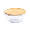 VOORRAADPOT GLAS 1600ML ROND BAMBOE DEKSEL
