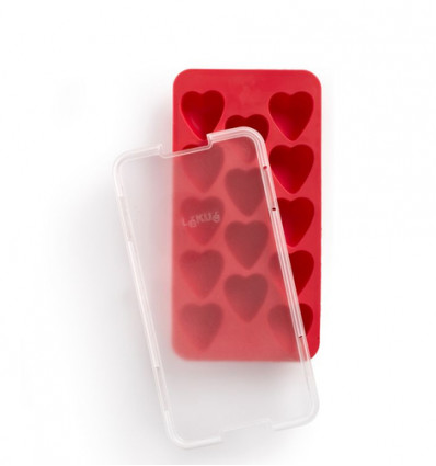 IJSBLOKJES VORM MET DEKSEL HARTJES ROOD LEKUE