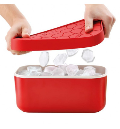 ICE BOX LEKUE ROOD IJSBLOKJESHOUDER MET SILICONE IJSBLOKJESVORM