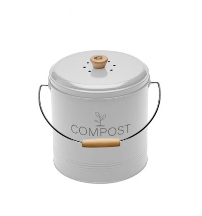 TAFELRESTJES WIT METAL 4.5L MET EMMER EN CARBONFILTER | Binnenemmer 3L