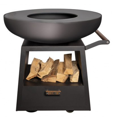 BARBECUE NOMAD WHITE FIRE ZWART D99CM met 4 wielen,opbergvak,uittrekbare lade