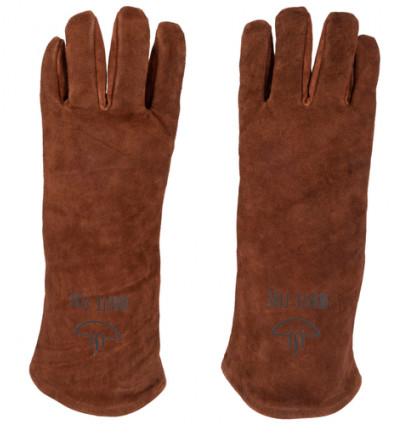 2 HANDSCHOENEN BBQ MET VINGERS LEDER WHITE FIRE