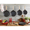 BRAADPAN 20CM ZWART MET HOUTEN STEEL STAUB