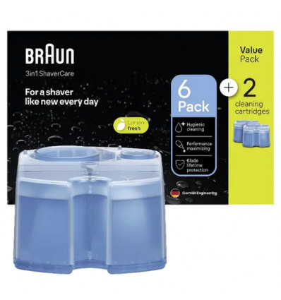 8x VULLING CLEAN&RENEW SHAVER BRAUN REFILL CARTRIDGE (6+2GRATIS)