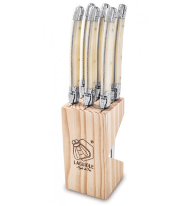 6 STEAKMESSEN PEARL HOUTBOX LAGUIOLE