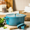 STOOFPOT 26CM DAGELIJKSE KOST BLAUWGROEN 5.3L MET AFNEEMBARE SILICONE GREPEN