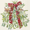 20 SERVETTEN 33x33cm BIRD MISTLETOE CREAM