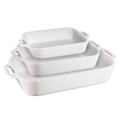 3 OVENSCHOTELS WIT:20x16,27x20,34X24 STAUB CERAMIC ROULARTA