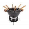 FONDUE GIETIJZER 23CM + 6 FONDUEVORKJES ASPEN ZWART