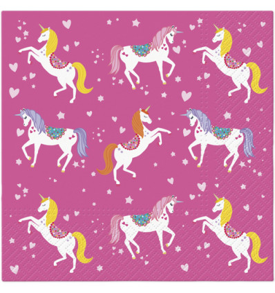 20 SERVETTEN 33x33cm UNICORNS PAW