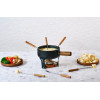 FONDUE STONEWARE 20.5CM +6FONDUEVORKJES ASPEN ZWART