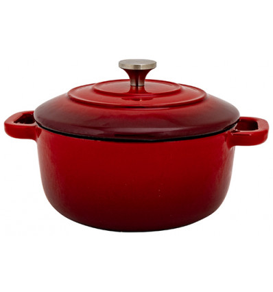MINI STOOFPOTJE 12CM ROOD GIETIJZER COCOTTE
