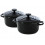 SET 2 MINI STOOFPOTJES 10CM ZWART AARDEWERK COCOTTE BOURGOGNE
