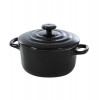 SET 2 MINI STOOFPOTJES 10CM ZWART AARDEWERK COCOTTE BOURGOGNE