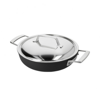 SAUTEUSE 24CM MET INOX DEKSEL 2 HANDVAT. ALU PRO 5 CERAFORCE