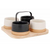 APEROSET: 4 BOWLS + SERVEERPLANK BAMBOE
